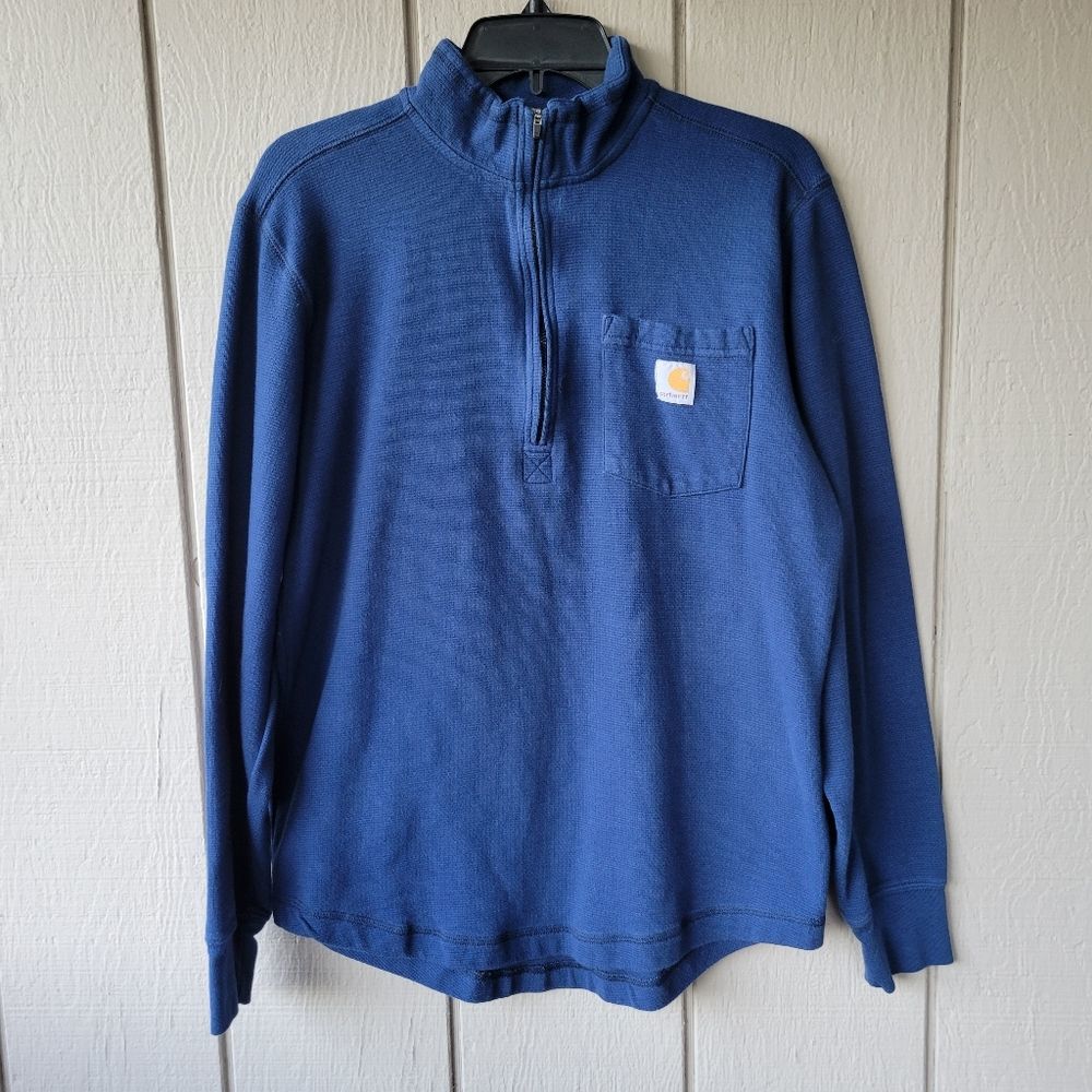 Carhartt quarter zip dark blue pullover sweater relaxed fit Mens size Medium